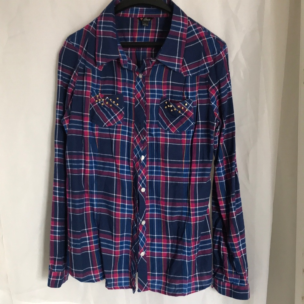 Guess Long Sleeved Gingham Shirt